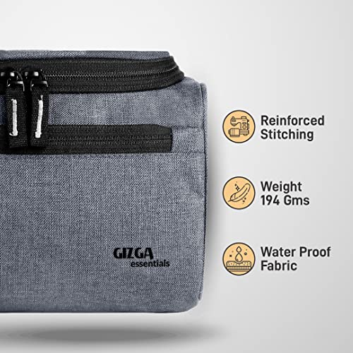 Gizga Essentials Travel Toiletry Bag for Men & Women| Hanging Toiletry Organizer Case/Pouch with Handle, Travel Kit Multi-Utility Pouch, for Shaving, Makeup, Cosmetics, Toiletries (Light Grey) - Image 4