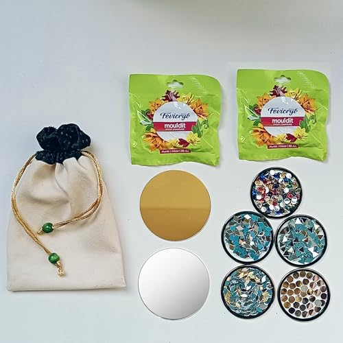 The brown box 2 Piece(100 gm) - Fevicryl Mould 50grm Clay Set for Modelling and Sculpting with Mirror, Air Dry Clay for 3D Art and Craft, Gift for Artists, Students, Lippan Art,mud Mirror Work,Total -100 gm - Image 5