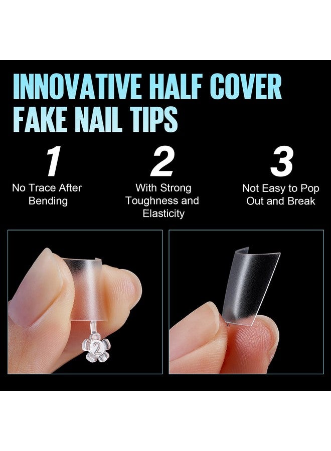 توميكا أطراف أظافر قصيرة من توميكا، أظافر أكريليك بتغطية نصفية، بدون منحنى C، أطراف أظافر ناعمة غير لامعة، أطراف أظافر من الجل، أطراف تمديد أظافر للمبتدئين والمحترفين، 240 قطعة، 12 مقاسًا - Image 4