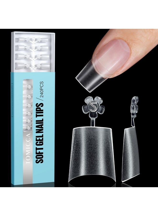 توميكا أطراف أظافر قصيرة من توميكا، أظافر أكريليك بتغطية نصفية، بدون منحنى C، أطراف أظافر ناعمة غير لامعة، أطراف أظافر من الجل، أطراف تمديد أظافر للمبتدئين والمحترفين، 240 قطعة، 12 مقاسًا - Image 1