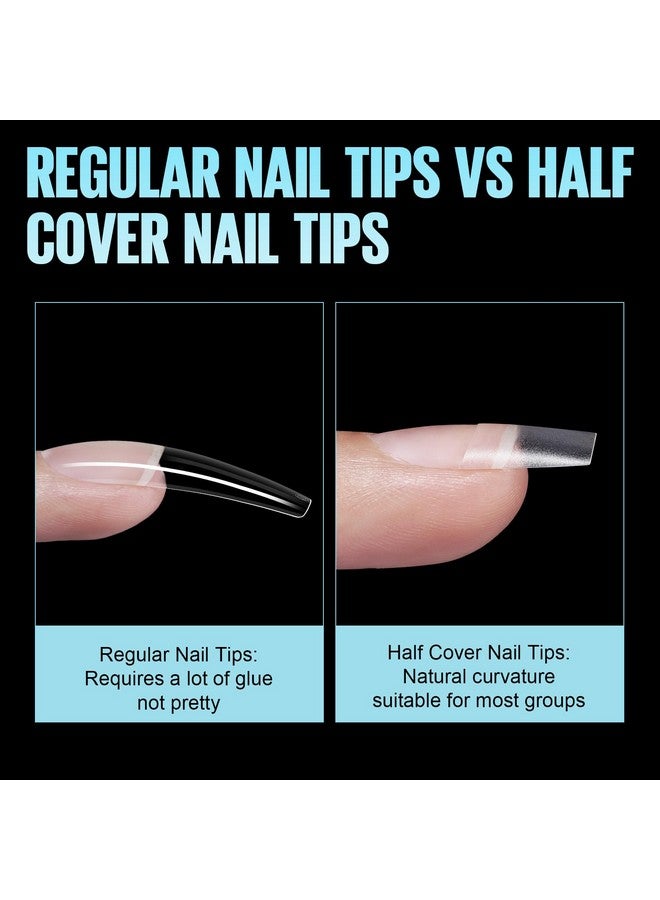 توميكا أطراف أظافر قصيرة من توميكا، أظافر أكريليك بتغطية نصفية، بدون منحنى C، أطراف أظافر ناعمة غير لامعة، أطراف أظافر من الجل، أطراف تمديد أظافر للمبتدئين والمحترفين، 240 قطعة، 12 مقاسًا - Image 5