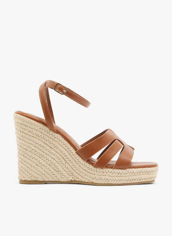 GLAMOROUS Tan Espadrille Wedge Heeled Sandals