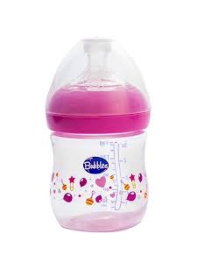 BUBBLES Hands-Free Natural Baby Feeding Bottle – Pink, 150ml - Image 1