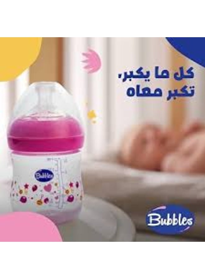 BUBBLES Hands-Free Natural Baby Feeding Bottle – Pink, 150ml - Image 3