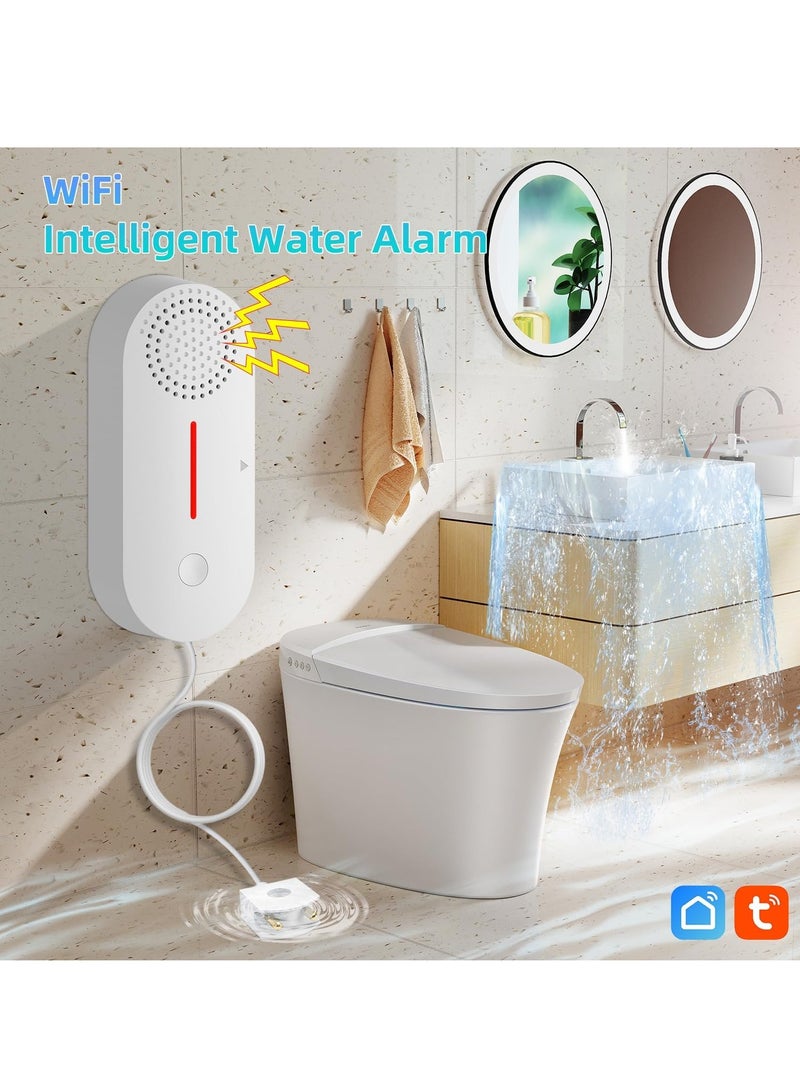 Smart Water Leak Sensor with Sound Alarm Tuya WiFi Water Overflow Level Detector Wireless Flood Leakage Sensor Remote Monitor through Smart Life App - Image 2