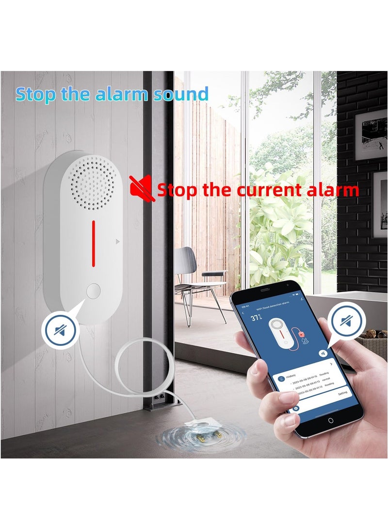 Smart Water Leak Sensor with Sound Alarm Tuya WiFi Water Overflow Level Detector Wireless Flood Leakage Sensor Remote Monitor through Smart Life App - Image 5