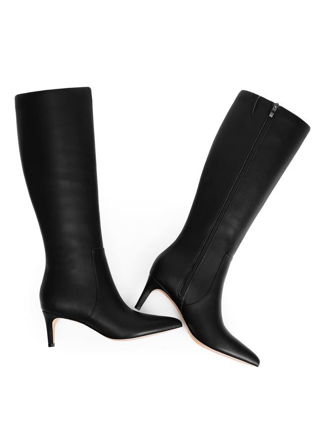QIY Knee High Black Boots Women Fall Tall Boots 2024 Black Boots Pointed Toe Kitten Heel Boots for Women Black Boots Knee High Winter Long Boots Size 10 - Image 5