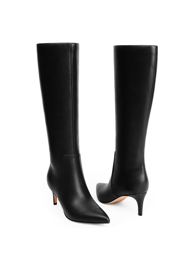 QIY Knee High Black Boots Women Fall Tall Boots 2024 Black Boots Pointed Toe Kitten Heel Boots for Women Black Boots Knee High Winter Long Boots Size 10 - Image 4