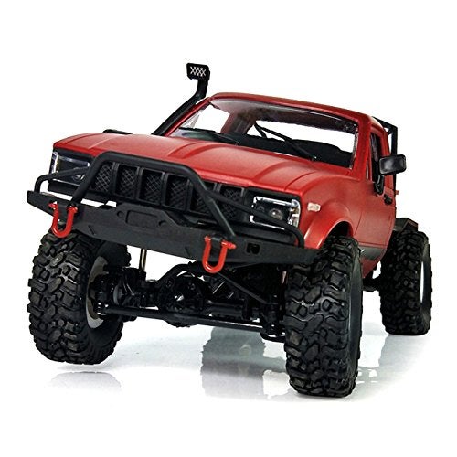 YIKESHU RC Truck Remote Control Rock Crawler Off-Road Racing Vehicles 1:16 2.4G 2CH 4WD Offroad RC Crawler Kids Toy Climb Semi Truck RTR Trailer LED Lights Red (WPL-C14) - Image 3