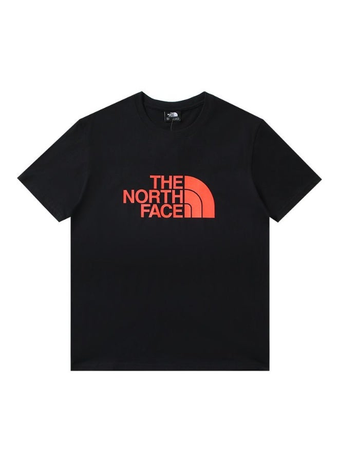 The North Face Black T-Shirt with Orange Logo Print Size 2XL - Image 1