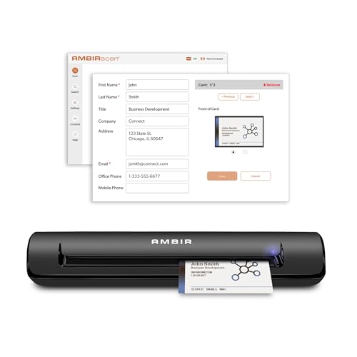 Ambir TravelScan Pro 600BCS Simplex Document Scanner with AmbirScan Business Card for Windows PC and MAC - Image 1