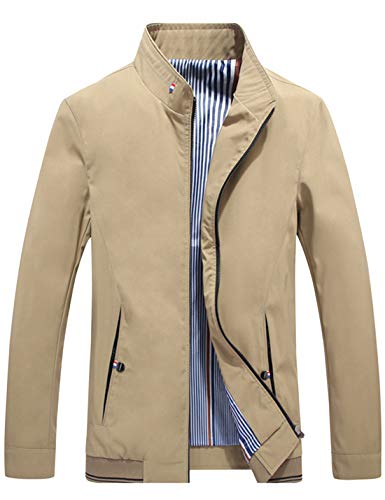 HaoMay Men's Business Casual Full Zip Lightweight Outwear Jackets(Khaki-L) - Image 5