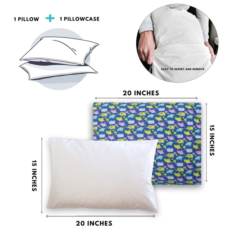 KRADYL KROFT Toddler Pillow with 100% Cotton Removable Cover - 20 X 15 Inches | Children Pillows | Baby Pillows - Dancing Elephants - Image 3