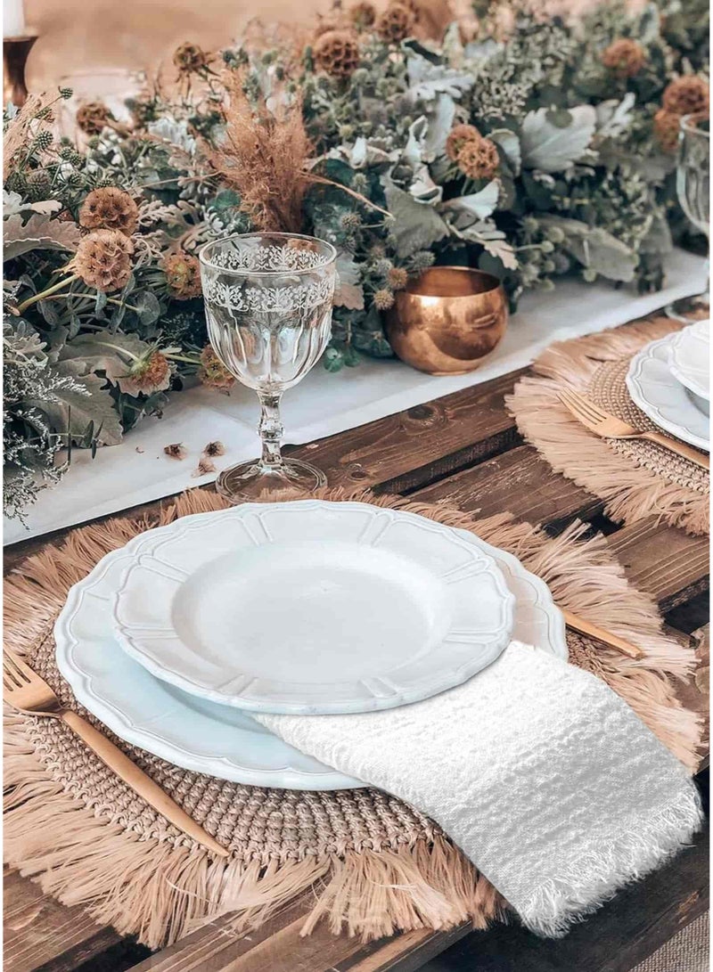 بيتلا 12 قطعة من مناديل طاولة قطن وكتان 43×43 سم – مناديل قماشية يدوية الصنع بحواف مزخرفة، ناعمة بطابع ريفي لحفلات الزفاف والمناسبات والاستخدام المنزلي، لون أبيض - Image 5