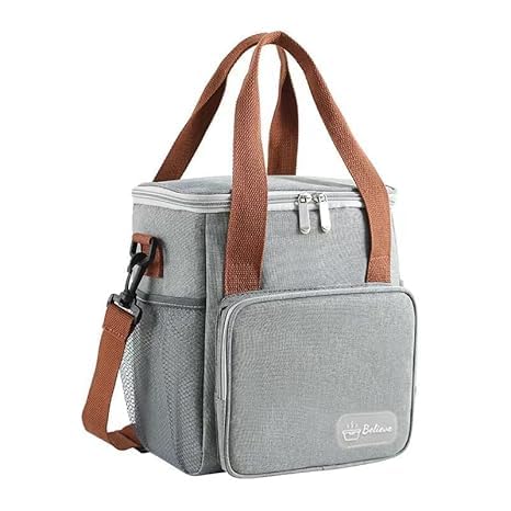 Divik Reusable Food Cooler Lunch Box Insulated Lunch Bag Thermal Hot Cool Food Storage Bag Office Women Men Tiffin Storage Bag with Removable Shoulder Strap 1Pcs - Image 1