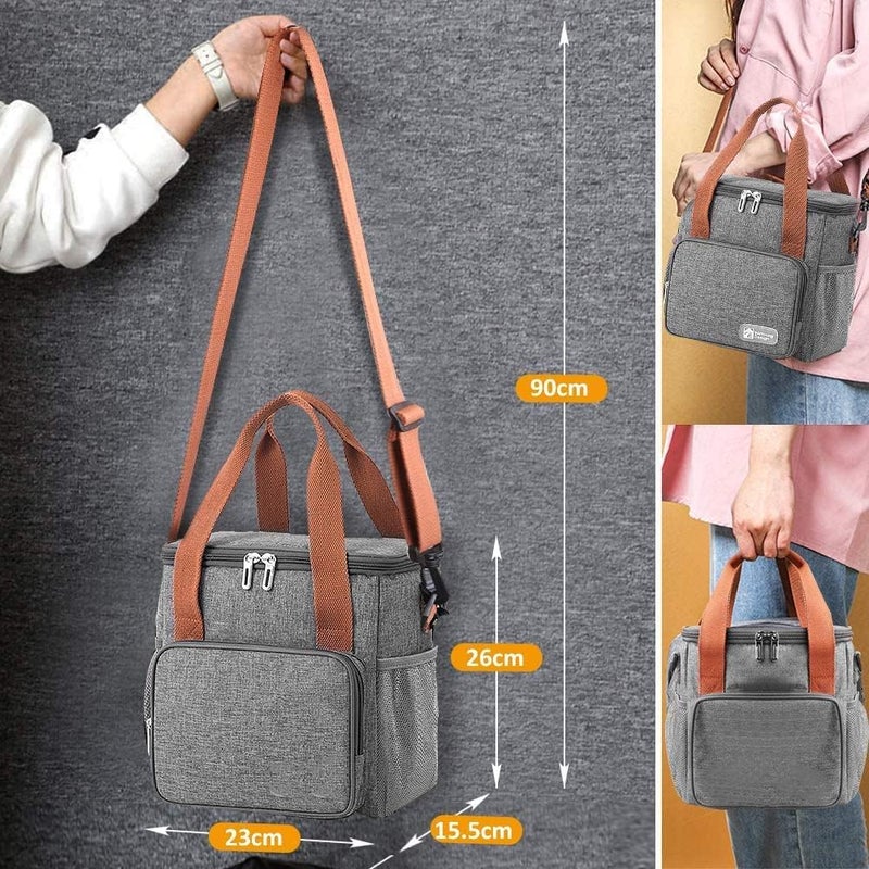Divik Reusable Food Cooler Lunch Box Insulated Lunch Bag Thermal Hot Cool Food Storage Bag Office Women Men Tiffin Storage Bag with Removable Shoulder Strap 1Pcs - Image 2