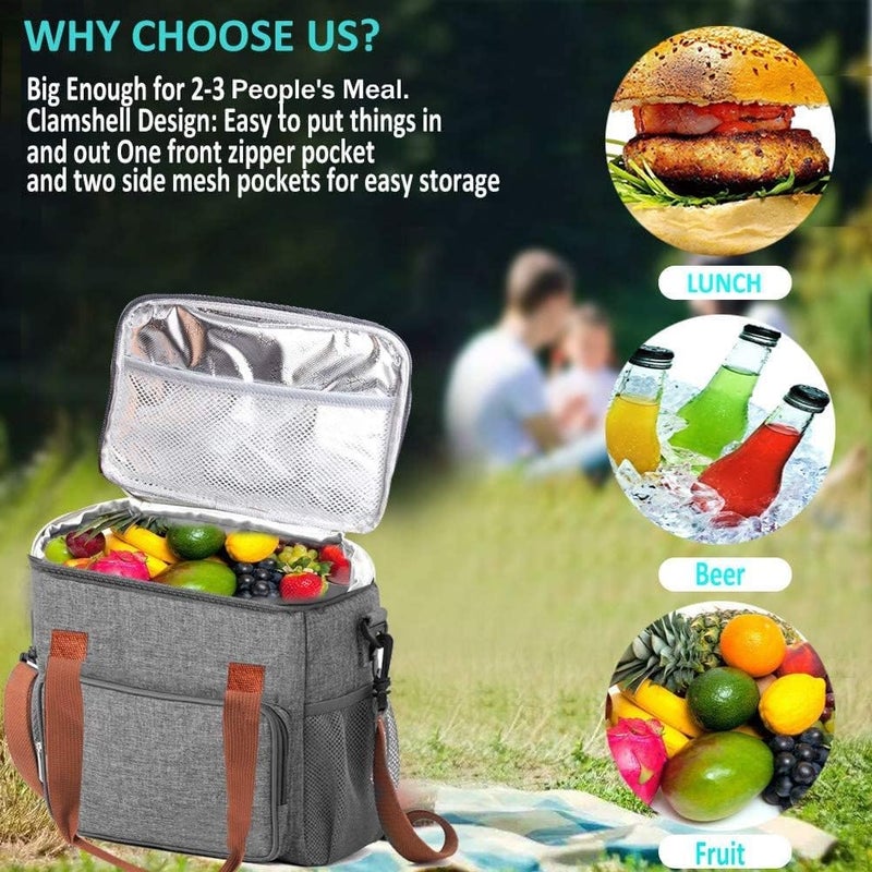 Divik Reusable Food Cooler Lunch Box Insulated Lunch Bag Thermal Hot Cool Food Storage Bag Office Women Men Tiffin Storage Bag with Removable Shoulder Strap 1Pcs - Image 4