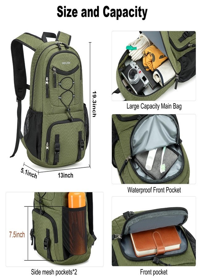 NerIion Nerlion Lightweight Foldable 35L Hiking Backpack Travel Backpack for Men Women Camping Waterproof Outdoor Hiking Daypack Backpack Green - Image 3