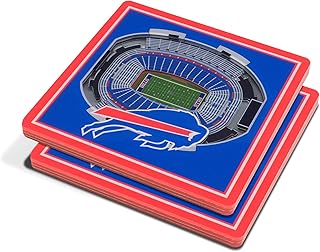 YouTheFan YouTheFan NFL 3D Team StadiumViews 4x4 Coasters - Set of 2, Buffalo Bills, 4" x 4", Team Color  - Image 1