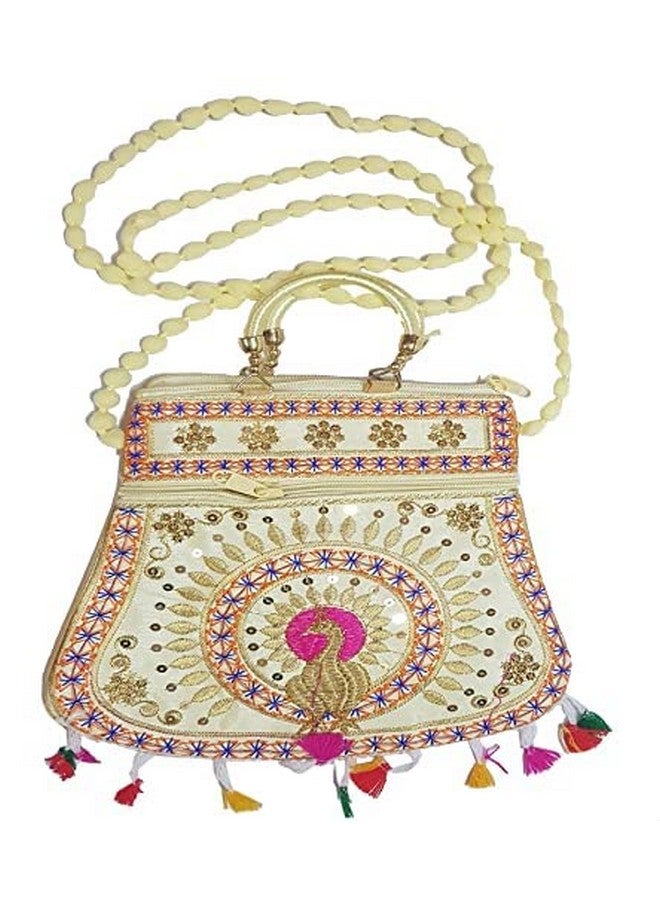 SUMERA WARQ Handicrafts Cotton Embrodery Multicolour Rajasthani Sling Bag for Women & Girls Whight - Image 1