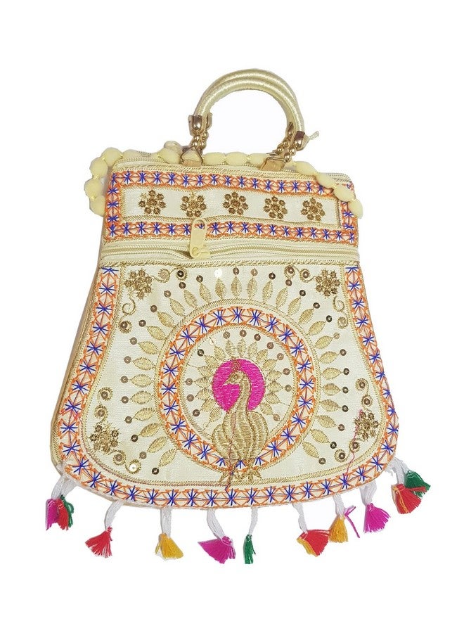SUMERA WARQ Handicrafts Cotton Embrodery Multicolour Rajasthani Sling Bag for Women & Girls Whight - Image 4
