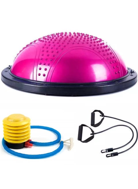 23" Yoga Balance Trainer Ball for Home Gym Workouts with Resistance Bands & Pump, Pink