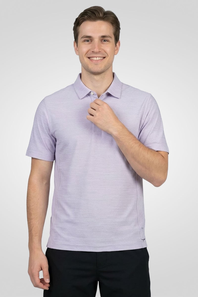 Greg Norman Men Sportswear Fit Short Sleeves Training Polo Shirt, Lavender - Image 1