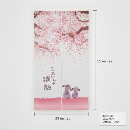 I-MART Noren Doorway Curtain 59"x33" – Happy Dogs Cherry Blossom Design, Japanese Door Curtain for Home, Kitchen, Bedroom, Office, Decorative Doorway Curtain for Doors and Rooms - Image 4