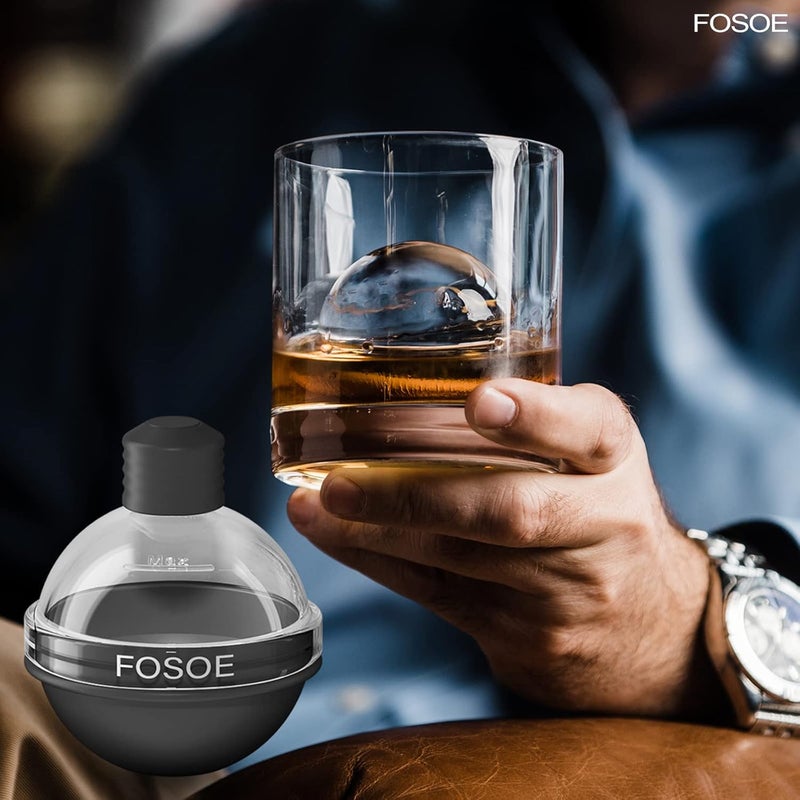 FOSOE Silicone Ice Ball Molds for Whiskey - Set of 4 Round Makers with Lids for Cocktails, Bourbon, and Drinks - Image 4
