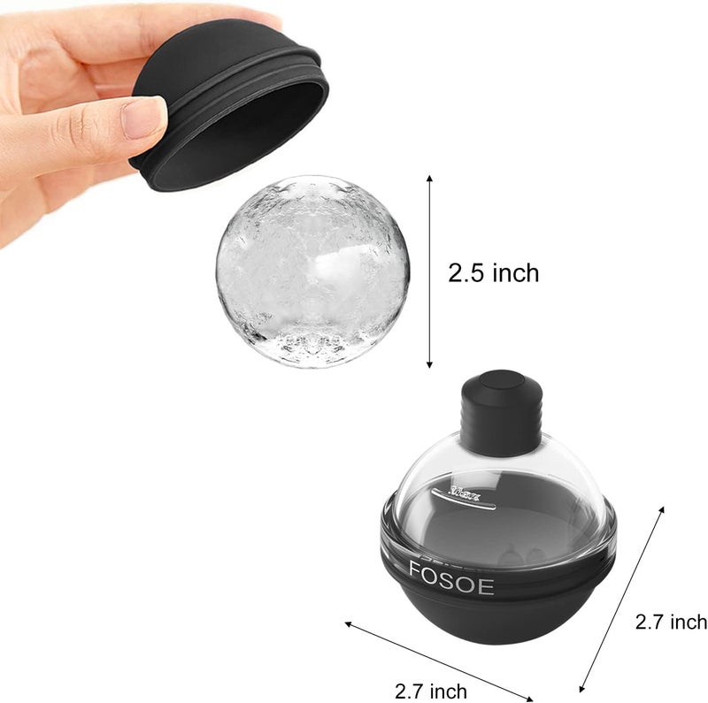 FOSOE Silicone Ice Ball Molds for Whiskey - Set of 4 Round Makers with Lids for Cocktails, Bourbon, and Drinks - Image 2