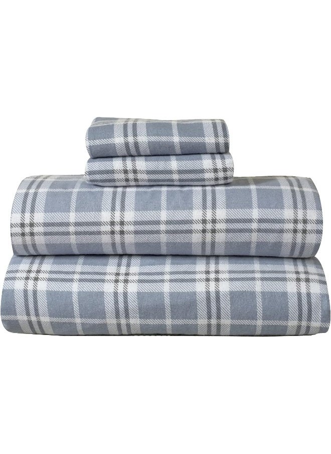 Bliss Casa Bliss Casa 4 Piece 100% Cotton Flannel Sheets Queen Size Bed Set  - Image 1