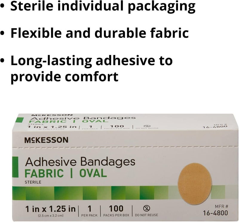 McKesson Adhesive Bandages Sterile Fabric Oval 1 in x 1 14 in 100 Count 1 Pack - Image 3