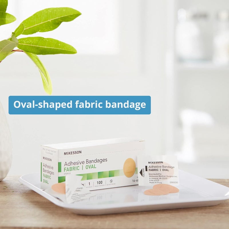McKesson Adhesive Bandages Sterile Fabric Oval 1 in x 1 14 in 100 Count 1 Pack - Image 2