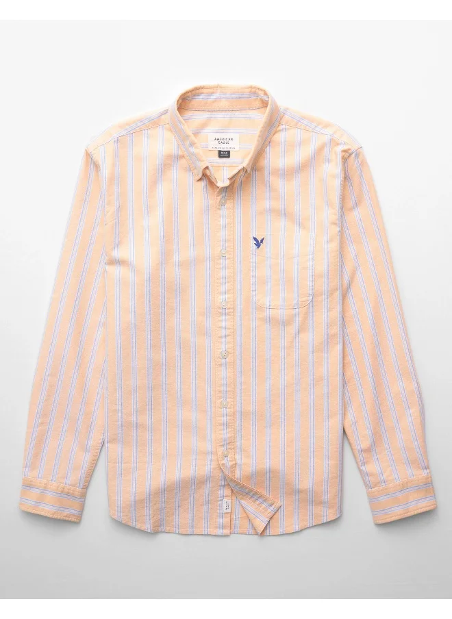 American Eagle AE Everyday Striped Oxford Button-Up Shirt