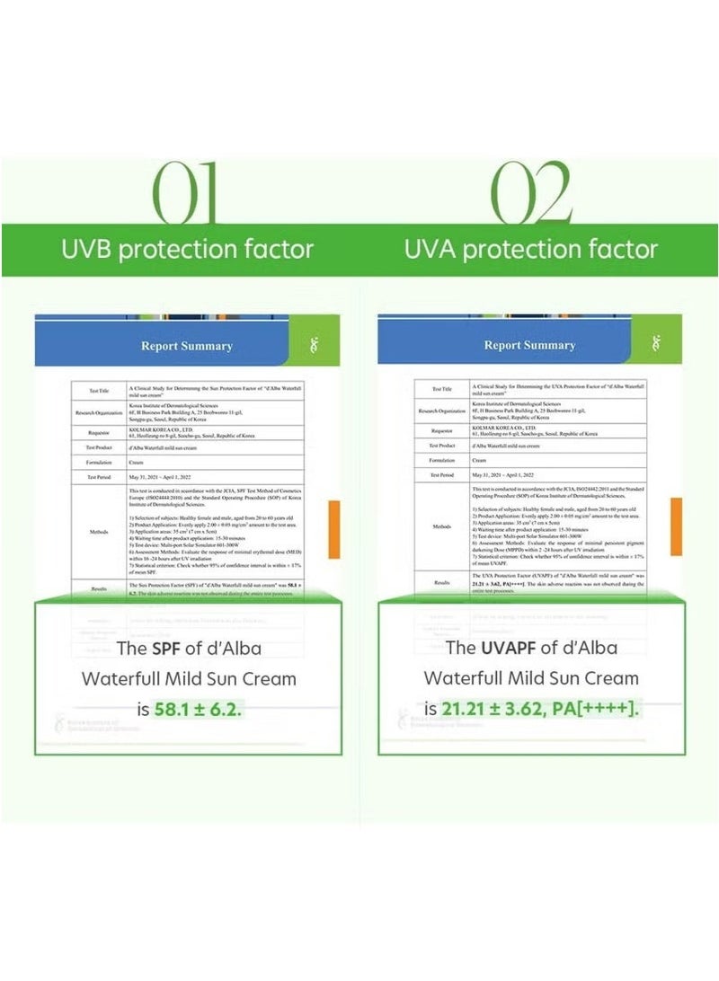 d'Alba وايت ترفل ووترفول واقي شمس خفيف، نباتي، واقي شمس معدني، SPF 50+ PA++++، واقي شمس غير نانو مناسب للبشرة الحساسة، لمسة لطيفة وخفيفة، العناية بالبشرة الكورية - Image 5