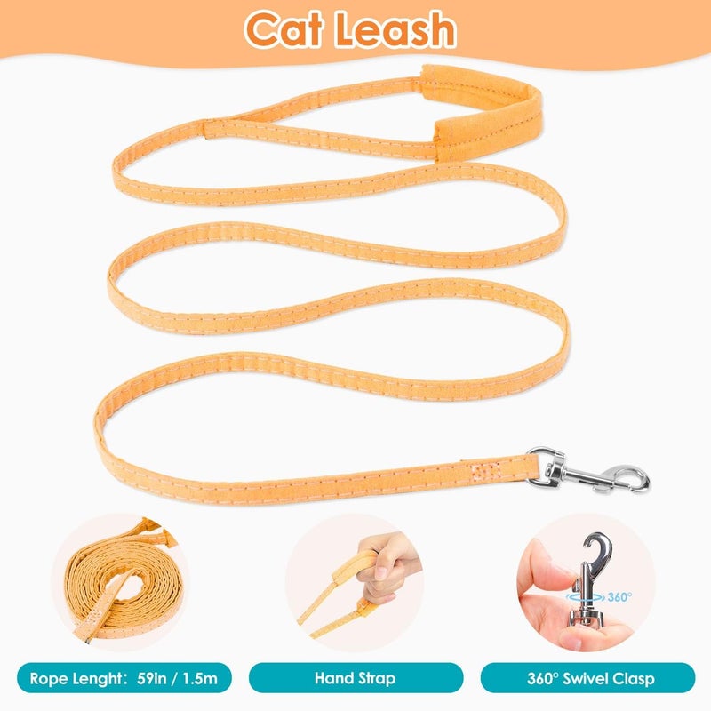 Bitnex طقم حزام وقائد للقطط، مقاوم للهروب وواقي عاكس لسترة القطط للمشي والسفر، أحزمة خفيفة الوزن من الشبك الناعم (متوسط) - Image 5