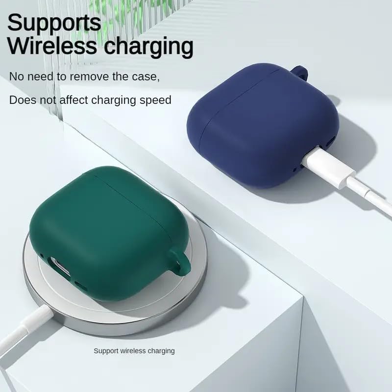 Gladiadora® Airpods 4 Cover Silicone Case (2024) Active Noise Cancellation (ANC) with Keychain Protective Case (Navy Blue) - Image 2