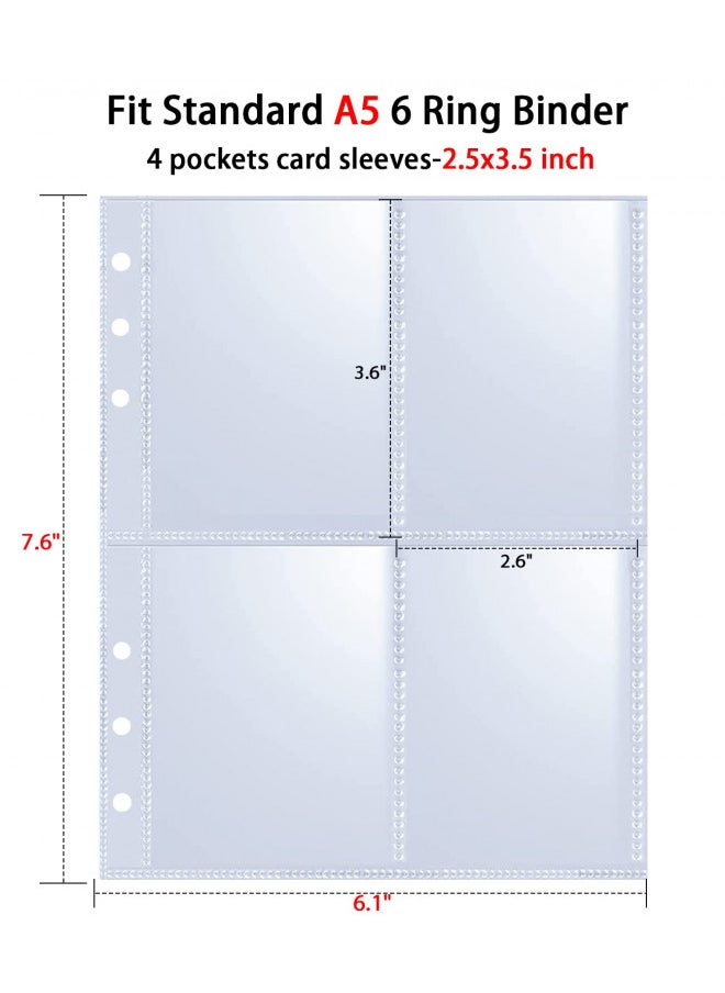WITHYU 80 Pack 640 Pockets 6 Ring A5 Binder Sleeves,2.5x3.5 Inch Trading Card Sleeves,Double-Sided 4 Pocket Page Protector,Ultra-Clear Kpop Photocard Sheets,Card Sleeve Pages for Game Cards,Photocard  - Image 4