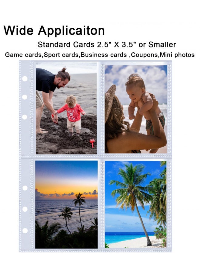 WITHYU 80 Pack 640 Pockets 6 Ring A5 Binder Sleeves,2.5x3.5 Inch Trading Card Sleeves,Double-Sided 4 Pocket Page Protector,Ultra-Clear Kpop Photocard Sheets,Card Sleeve Pages for Game Cards,Photocard  - Image 3