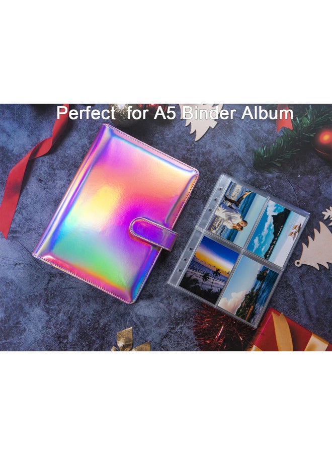 WITHYU 80 Pack 640 Pockets 6 Ring A5 Binder Sleeves,2.5x3.5 Inch Trading Card Sleeves,Double-Sided 4 Pocket Page Protector,Ultra-Clear Kpop Photocard Sheets,Card Sleeve Pages for Game Cards,Photocard  - Image 2
