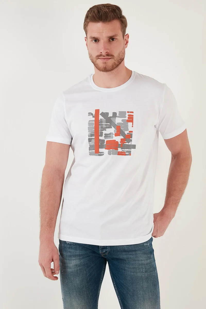 Buratti Printed Crew Neck Cotton Slim Fit T Shirt Men's T Shirt 646R3710
