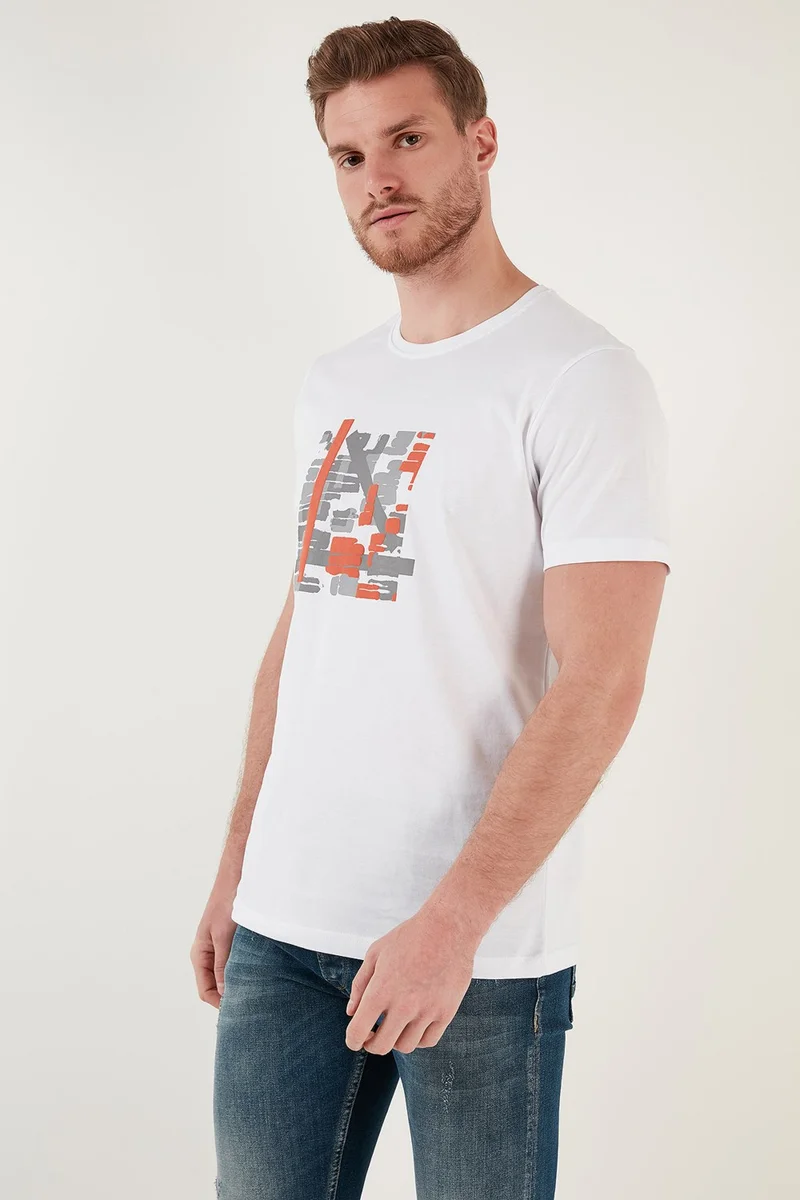 Buratti Printed Crew Neck Cotton Slim Fit T Shirt Men's T Shirt 646R3710