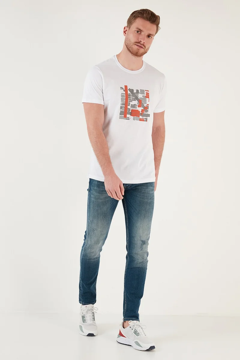 Buratti Printed Crew Neck Cotton Slim Fit T Shirt Men's T Shirt 646R3710