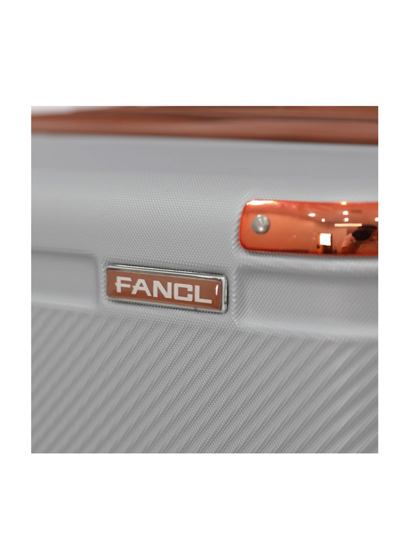 Fancl طقم حقائب سفر بعجلات بعجلات مزدوجة من هارد شيل، 4 قطع، فضي (BC-14"،S-20"،M-24"،L-28") - Image 4