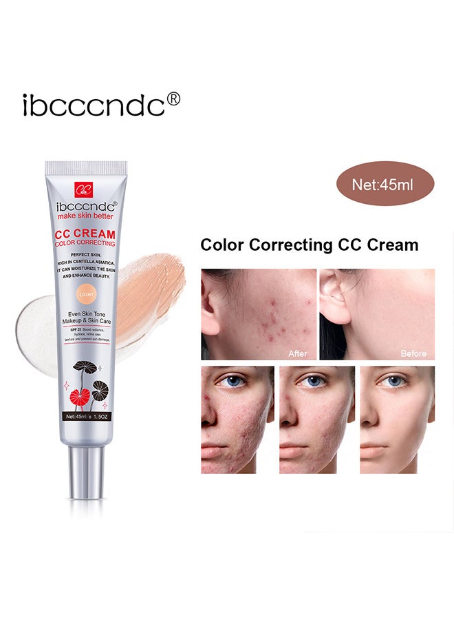 ibcccndc Skin Tone Correcting CC Cream with Centella Asiatica, Concealing and Moisturising CC Cream Color Correcting, Repairing Redness and Acne Marks, Water and Sweat Resistant, SPF 25 (01#DARK) - Image 4