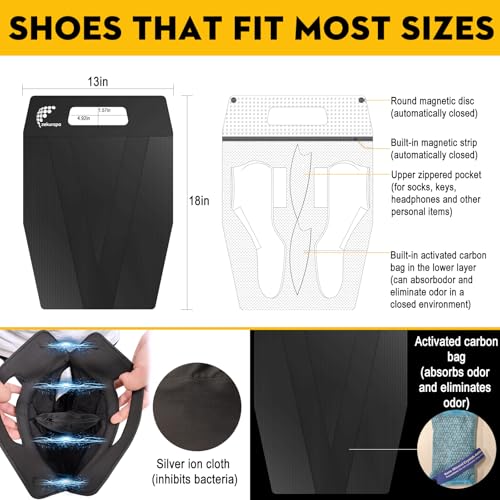 ZEKURAPA Shoe BagShoe Bags for TravelGolf Shoe BagCleat Bags for Sports Smell ProofNew Upgraded Waterproof Antiodor Remove odorDouble magnetic closure design - Image 3