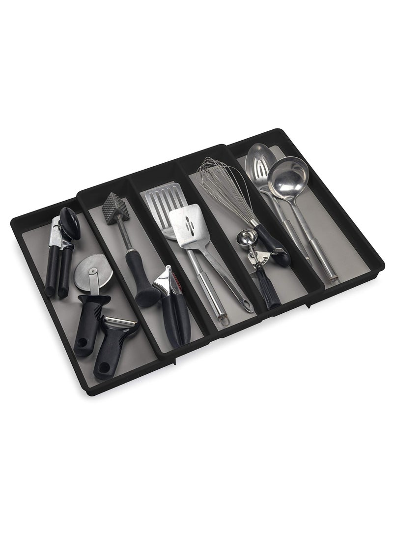 ELTOW ELTOW Expandable Utensil Drawer Organizer 5 Compartment NonSlip  Adjustable Large Utensil Organizer for Kitchen Drawers Kitchen Organization for Utensils Flatware Storage Tray Black 