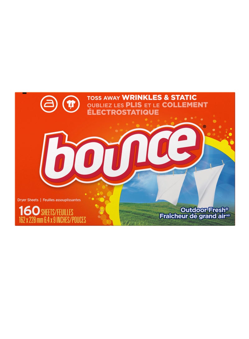 Bounce 160 Sheets   Descaler Dryer Sheets Toss Away Wrinkles & Static - Image 1
