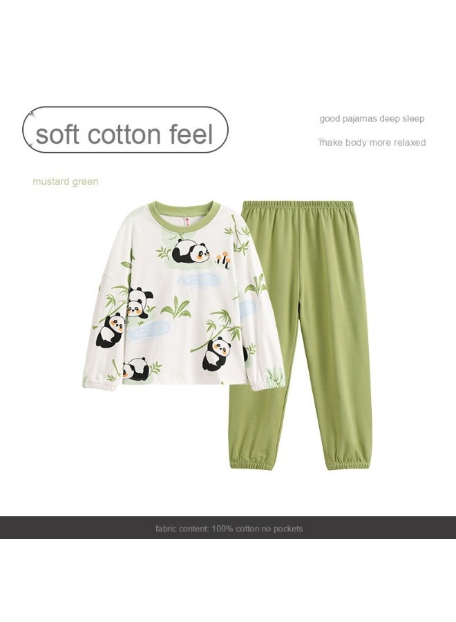 طقم بيجامة أطفال أولاد من القطن الخالص لموسم الربيع والصيف والخريف