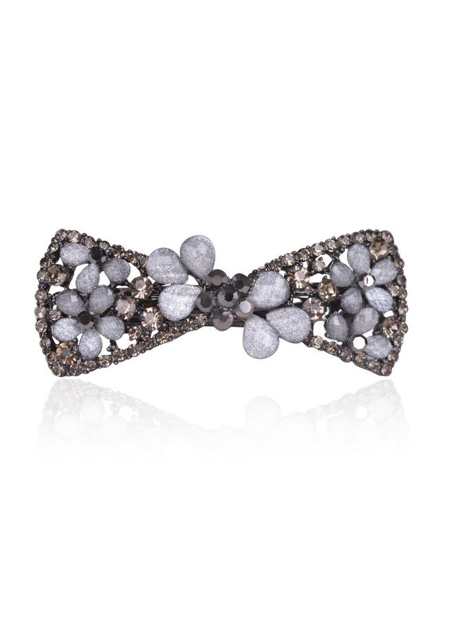 Sankuwen Rhinestone Hairpin Luxury Crystal Floral Hair Barrette Flower Bowknot Clip Gifts For Women Girls(Color A)  - Image 1